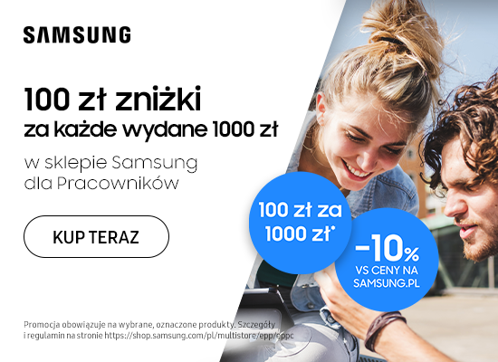 Samsung Employee Store campaign offering 100 PLN off for every 1000 PLN spent